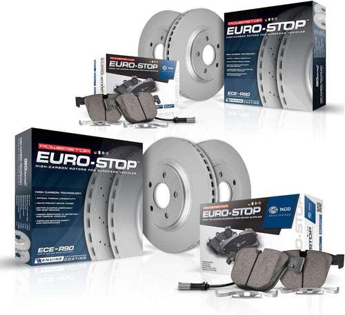 ESK4514A Euro-Stop Front and Rear Brake Kit- Coated Brake Rotors & Ceramic Brake Pads