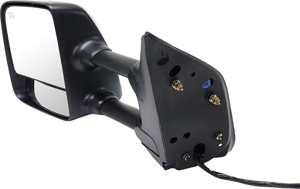 Driver Side Mirror Compatible with 2004-2015 Nissan Titan Manual Folding, Heated, with Memory, Chrome, with Blind Spot Glass, Towing, Power Glass, Black Base; Extends 4 Inches - NI1320204