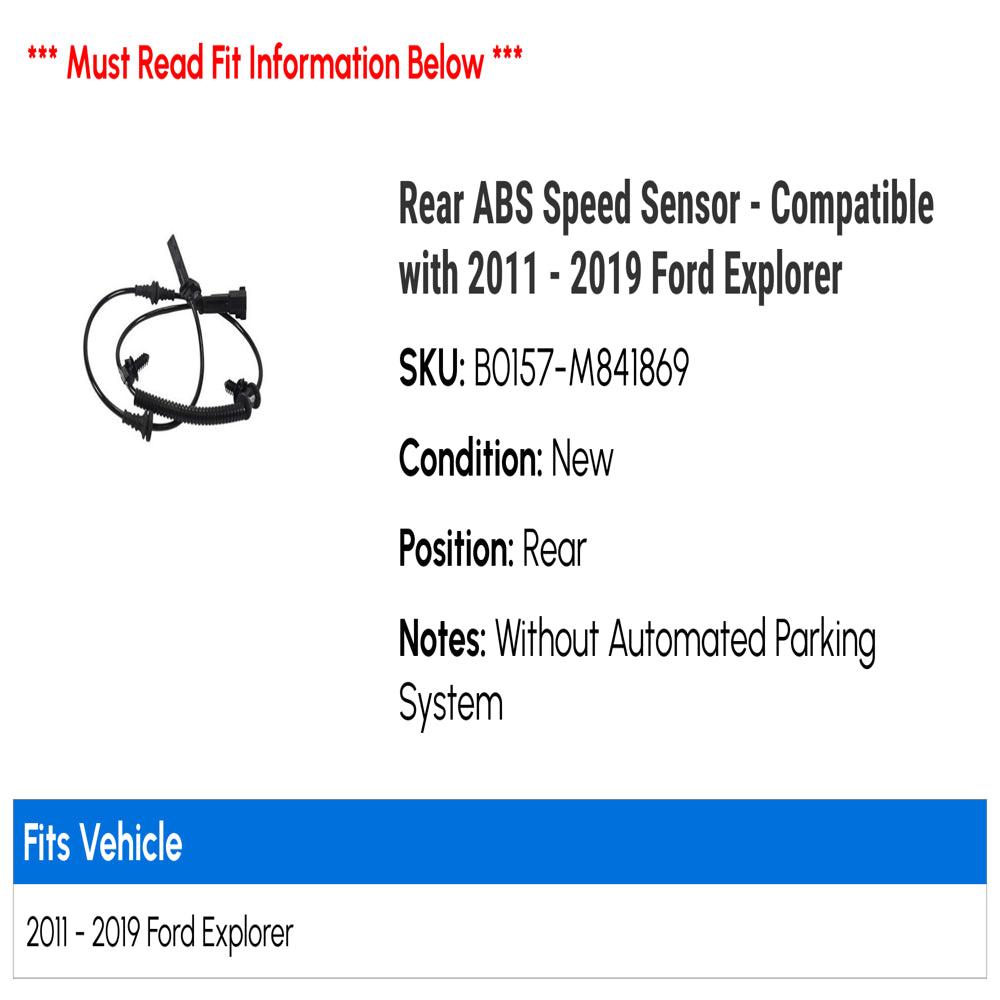 Rear ABS Speed Sensor - Compatible with 2011 - 2019 Ford Explorer 2012 2013 2014 2015 2016 2017 2018