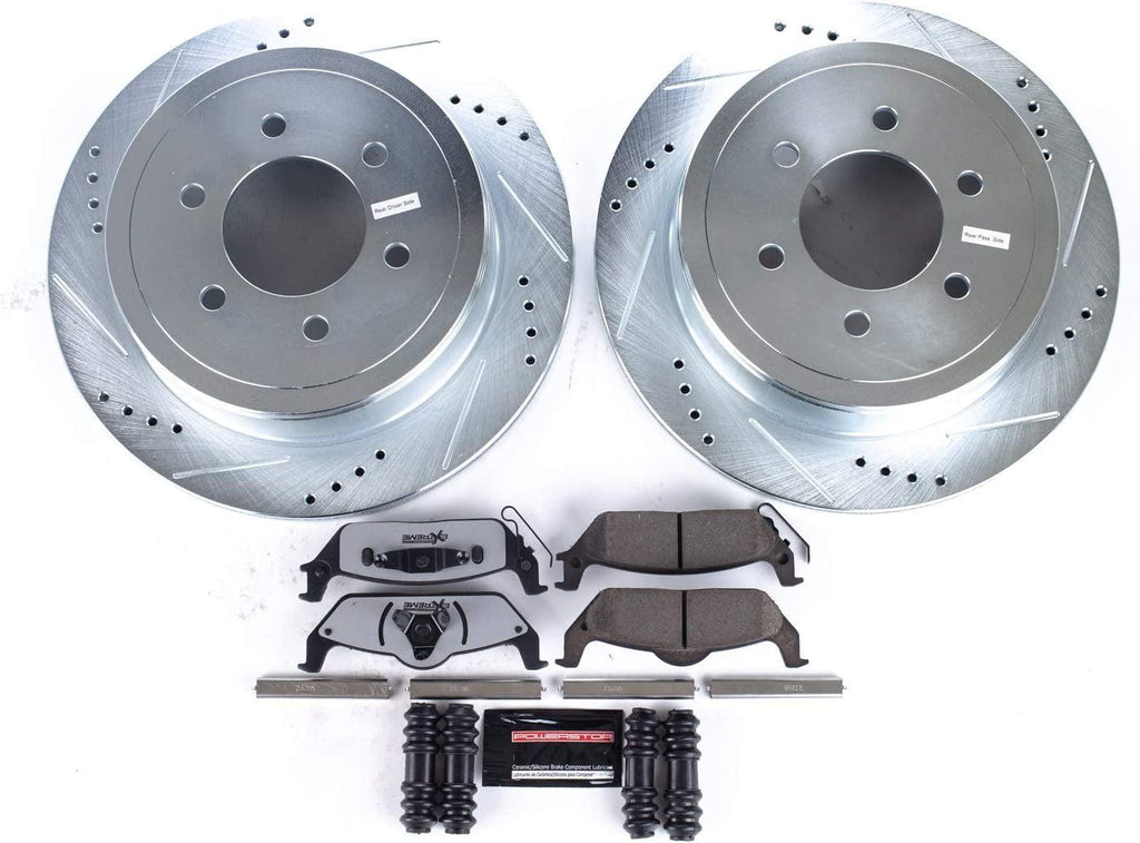 Power Stop K1950-36 Rear Z36 Truck & Tow Brake Kit, Carbon Fiber Ceramic Brake Pads and Drilled/Slotted Brake Rotors
