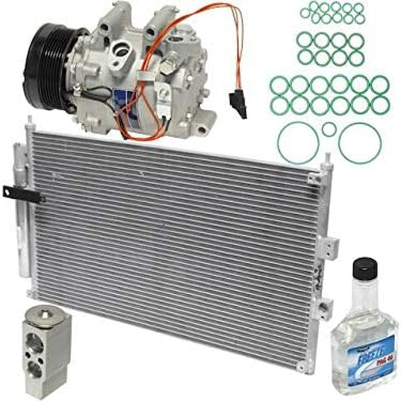 A/C Compressor Kit with AC Condenser Assembly - Compatible with 2006-2011 Honda Civic 4-Door