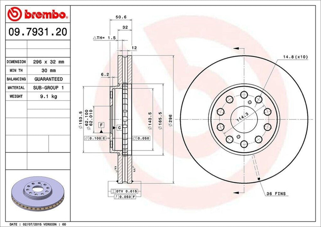 Brembo Front Disc Brake Rotor for 1993-1998 Supra (09.7931.20)