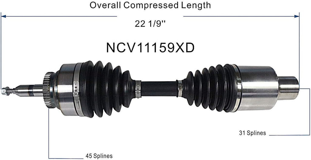 NCV11159XD XD Series CV Axle Shaft Assembly for Extreme Weather Environments - Right Front (Passenger Side), Gray