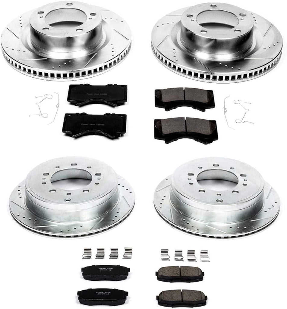 K2813 Front and Rear Z23 Carbon Fiber Brake Pads with Drilled & Slotted Brake Rotors Kit