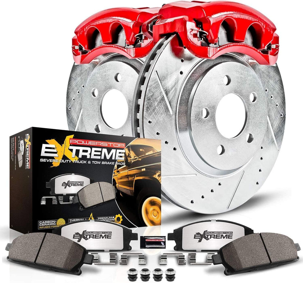 KC2324-36 Z36 Truck & Tow Front Caliper Kit-Drilled/Slotted Brake Rotors, Carbon-Fiber Ceramic Brake Pads, Calipers