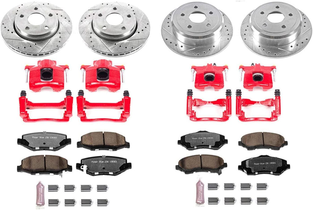 KC2798-36 Z36 Truck & Tow Front and Rear Caliper Kit-Drilled/Slotted Brake Rotors, Carbon-Fiber Ceramic Brake Pads, Calipers