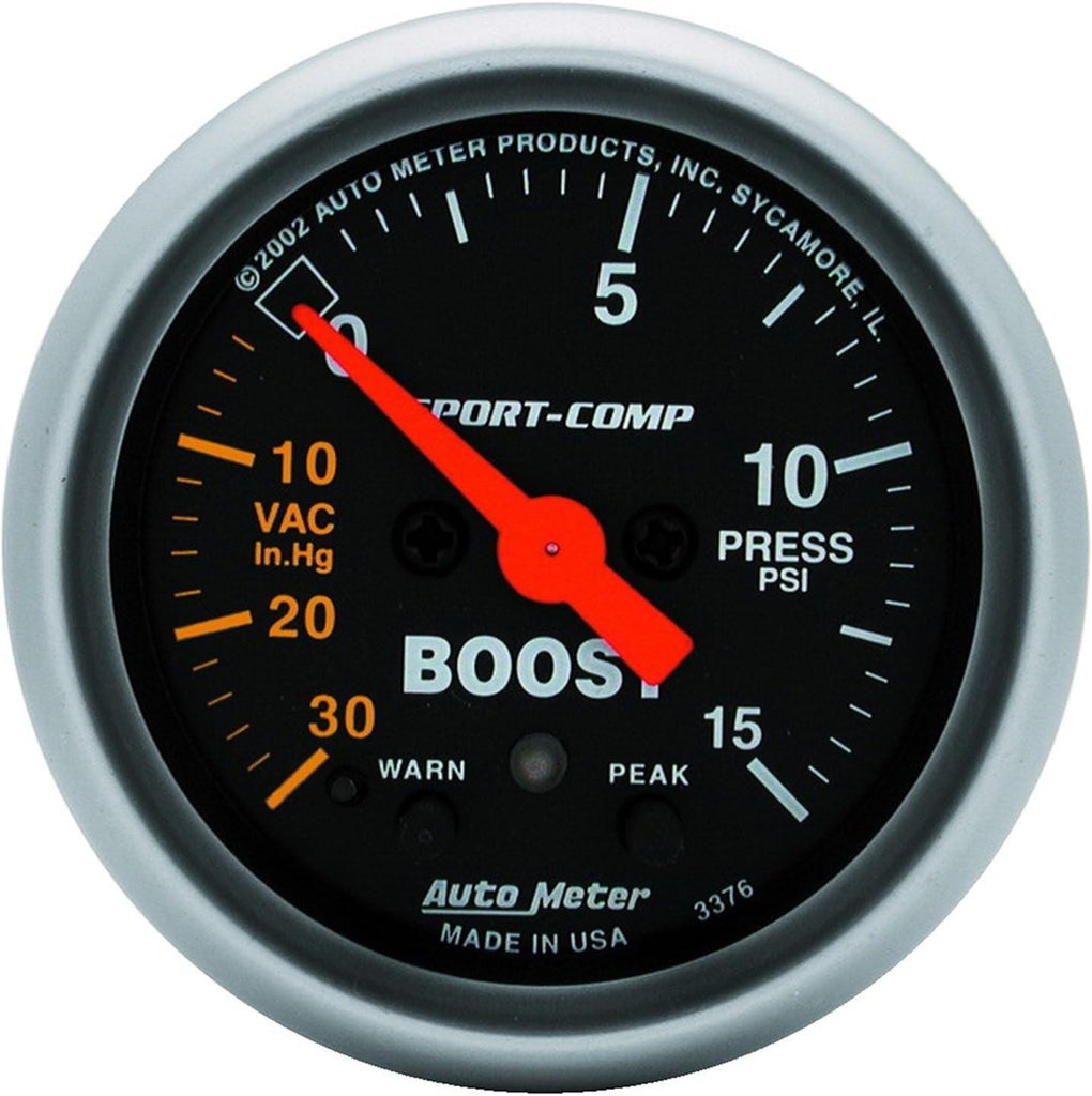 3376 Sport-Comp Electric Boost/Vacuum Gauge,2.3125 In.