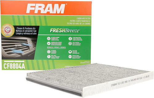 Fresh Breeze Cabin Air Filter Replacement for Car Passenger Compartment W/ Arm and Hammer Baking Soda, Easy Install, CF8804A for Select Buick, Cadillac, Oldsmobile and Pontiac Vehicles , White, 1 Count (Pack of 1)