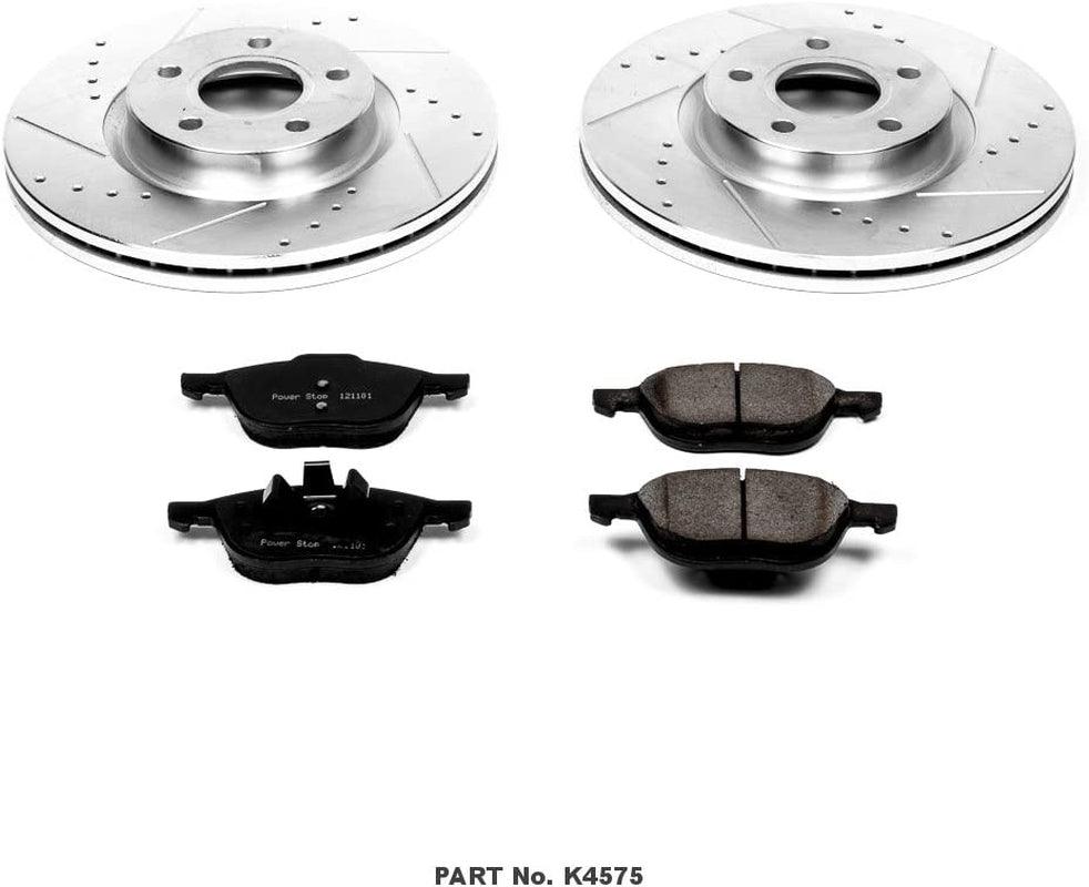 K4575 Front Z23 Carbon Fiber Brake Pads with Drilled & Slotted Brake Rotors Kit