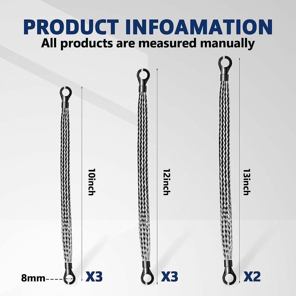 Universal Automotive Ground Strap 3 Pcs 10" X 1/2", 3 Pcs 12" X 1/2" and 2 Pcs 13" X 1/2", Flat Braided Copper Ground Strap, Tinned Copper Vehicle Engine Ground Strap for Most Cars