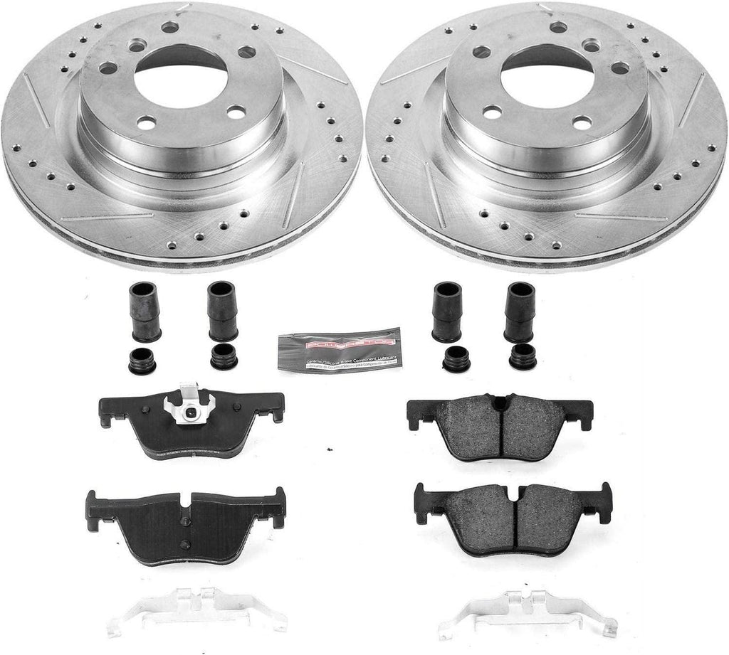 K6656 Rear Z23 Carbon Fiber Brake Pads with Drilled & Slotted Brake Rotors Kit