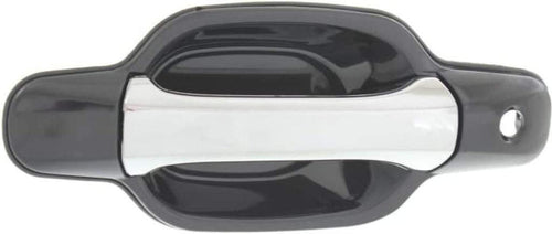 For Chevy Colorado Exterior Door Handle Front Driver Side Smooth Black Bezel with Chrome Lever 2004-2012 | with Key Hole| Trim: LS/LT/WT