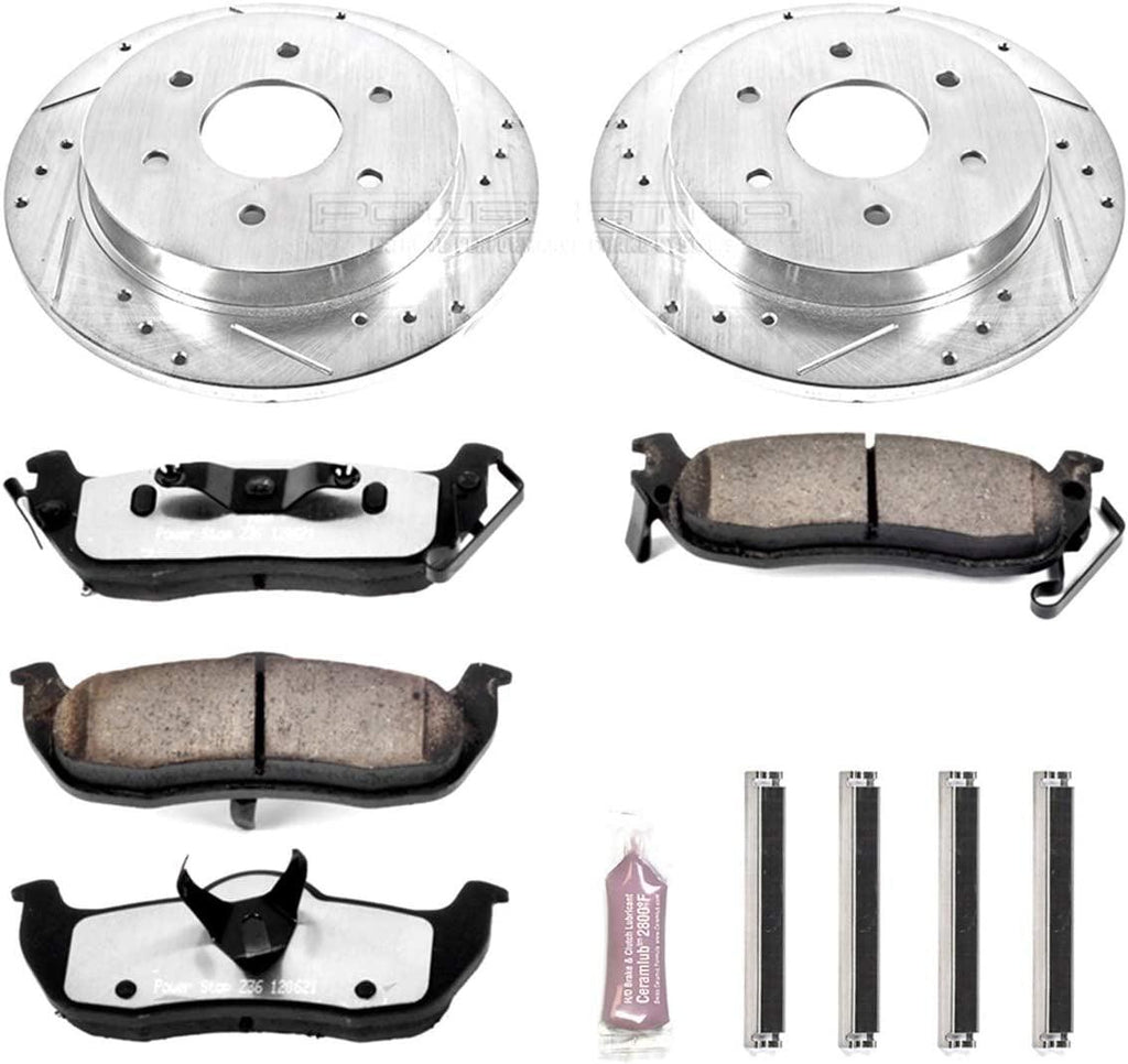 Power Stop K2445-36 Rear Z36 Truck & Tow Brake Kit, Carbon Fiber Ceramic Brake Pads and Drilled/Slotted Brake Rotors