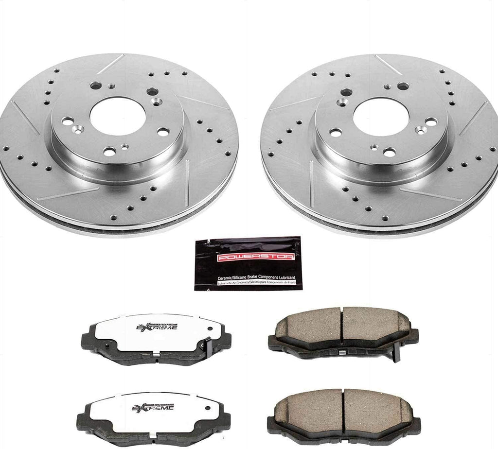 K6490-26 Front Z26 Carbon Fiber Brake Pads with Drilled & Slotted Brake Rotors Kit