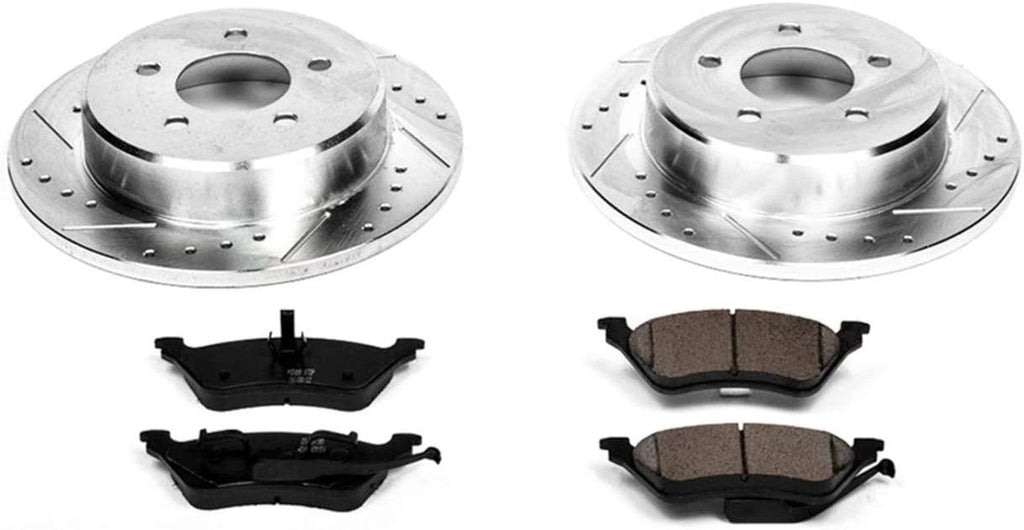 K5248 Rear Z23 Carbon Fiber Brake Pads with Drilled & Slotted Brake Rotors Kit