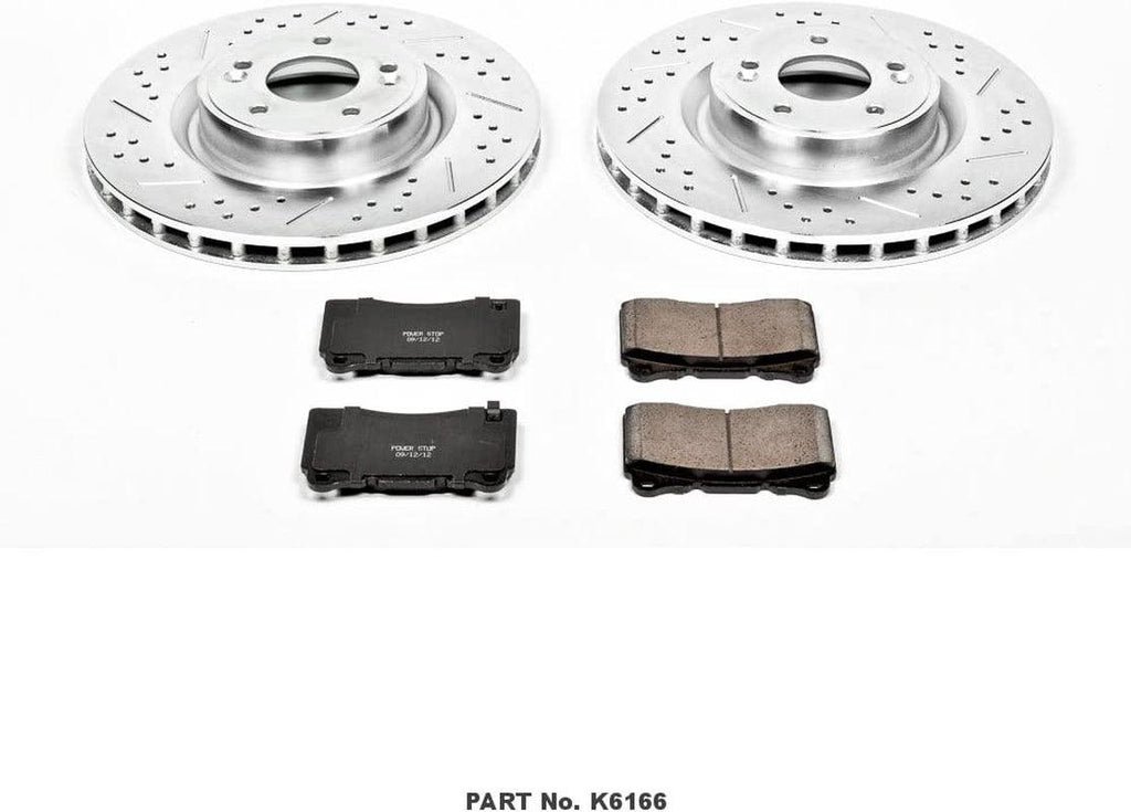 K6166 Front Z23 Carbon Fiber Brake Pads with Drilled & Slotted Brake Rotors Kit