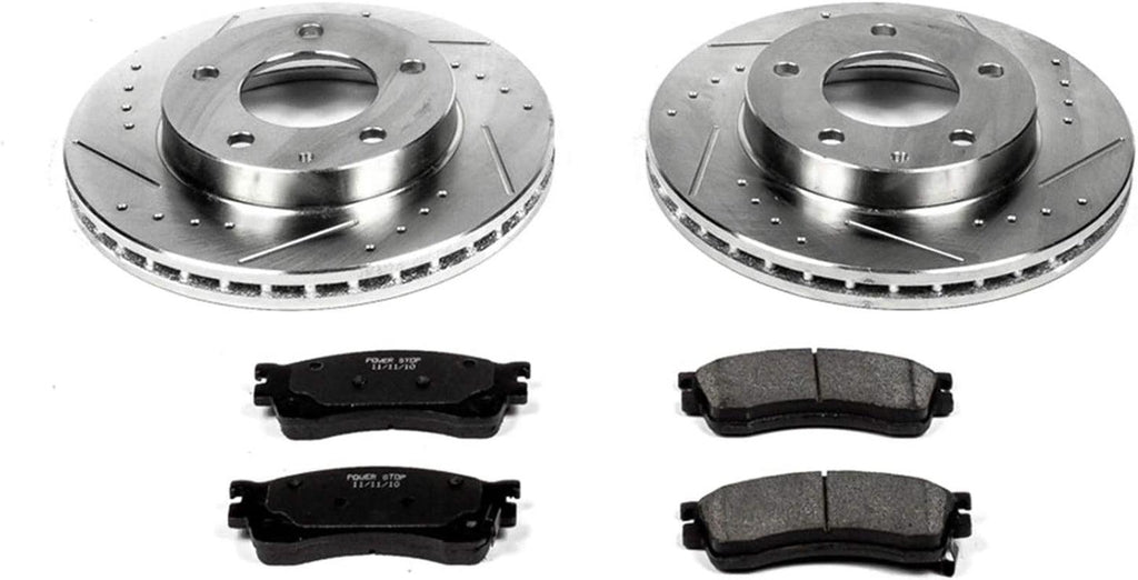 Power Stop K788 Front Z23 Carbon Fiber Brake Pads with Drilled & Slotted Brake Rotors Kit