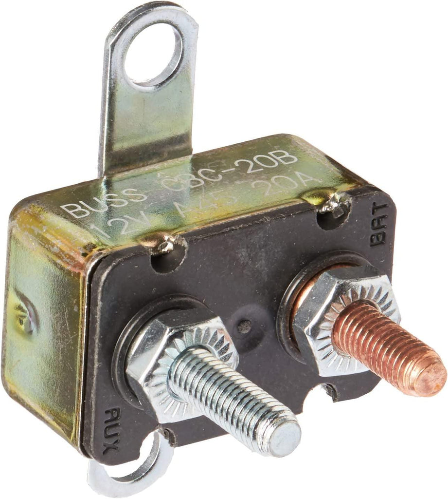 CBC-20B Circuit Breaker (Type I Heavy Duty Automotive with Stud Terminals and Bracket - 20 A), 1 Pack