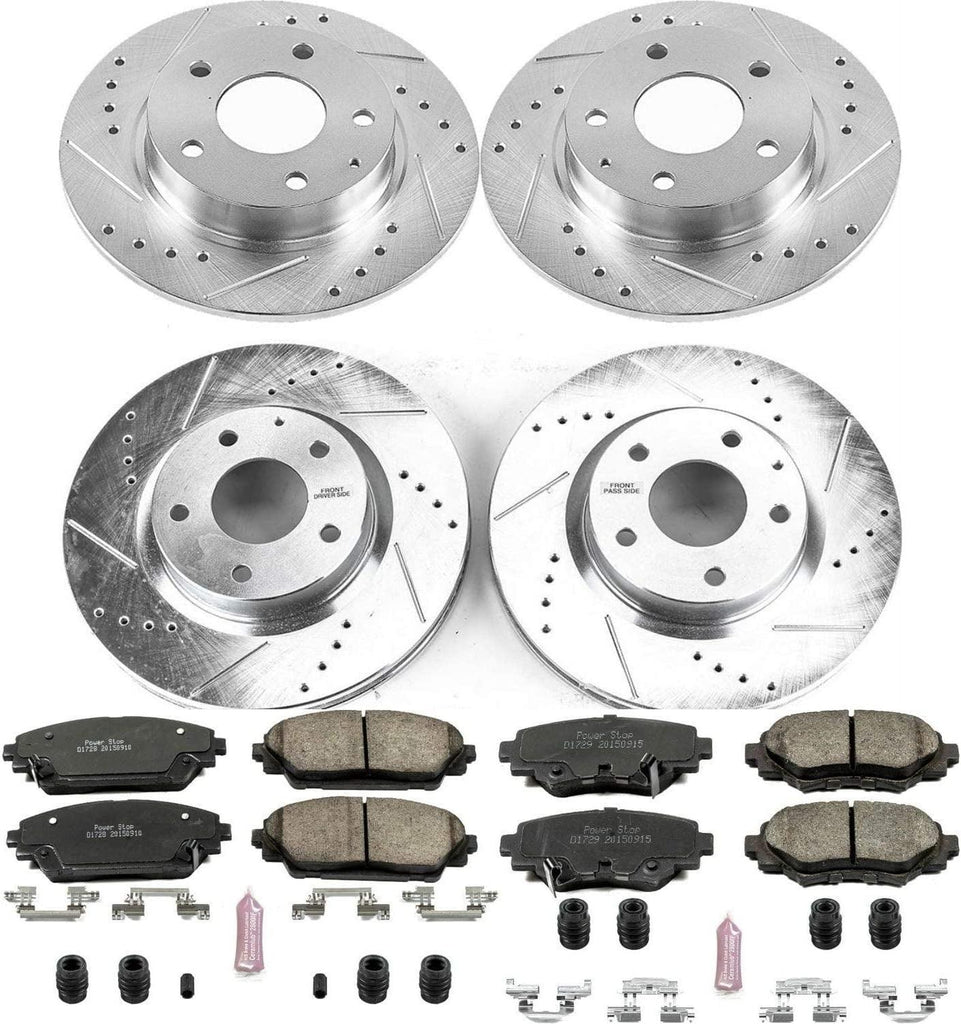 K6970 Front and Rear Z23 Carbon Fiber Brake Pads with Drilled & Slotted Brake Rotors Kit