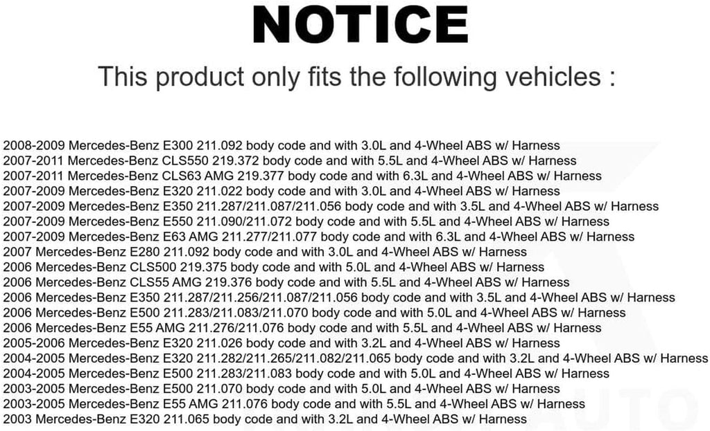 Mpulse Rear ABS Wheel Speed Sensor SEN-2ABS0095 for Mercedes-Benz E350 E320 E500 CLS550 CLS500 E550 E55 AMG E63 CLS55 CLS63 E300 E280 W/Harness
