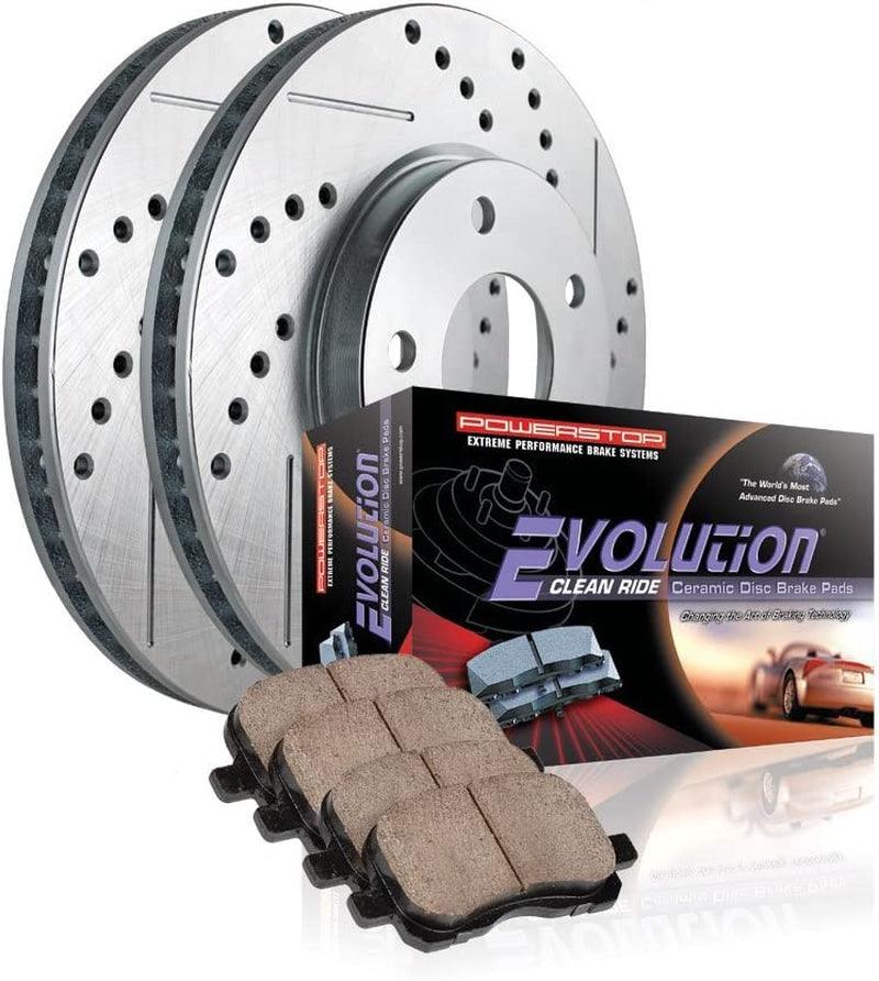 K1303 Rear Z23 Carbon Fiber Brake Pads with Drilled & Slotted Brake Rotors Kit