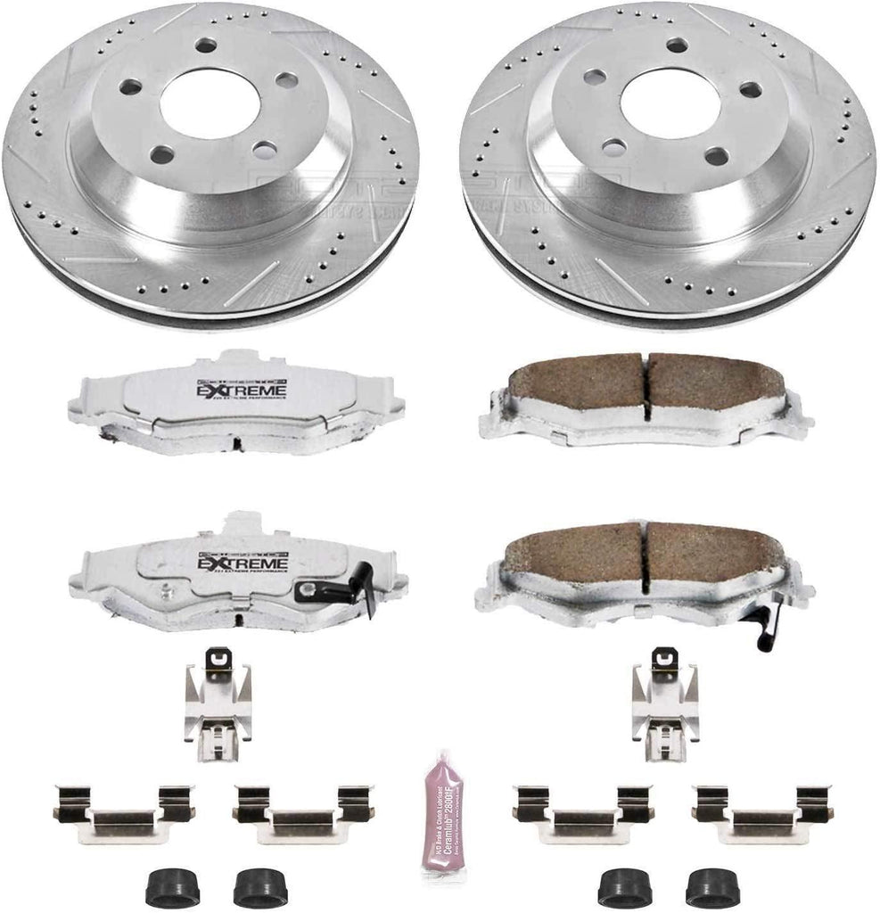 K1568-26 Rear Z26 Carbon Fiber Brake Pads with Drilled & Slotted Brake Rotors Kit