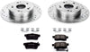 K3127 Rear Z23 Carbon Fiber Brake Pads with Drilled & Slotted Brake Rotors Kit