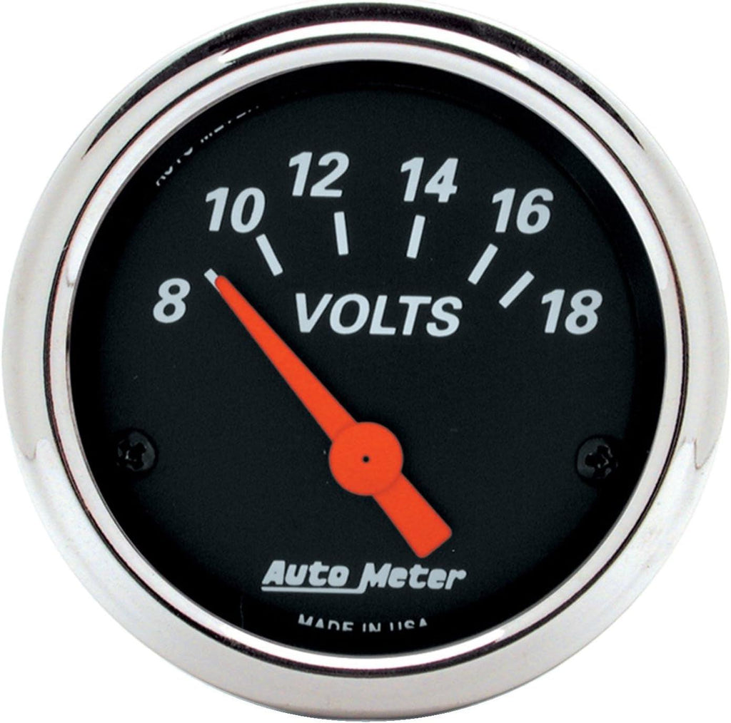 1483 Designer Black Voltmeter Gauge, 2.3125 In.