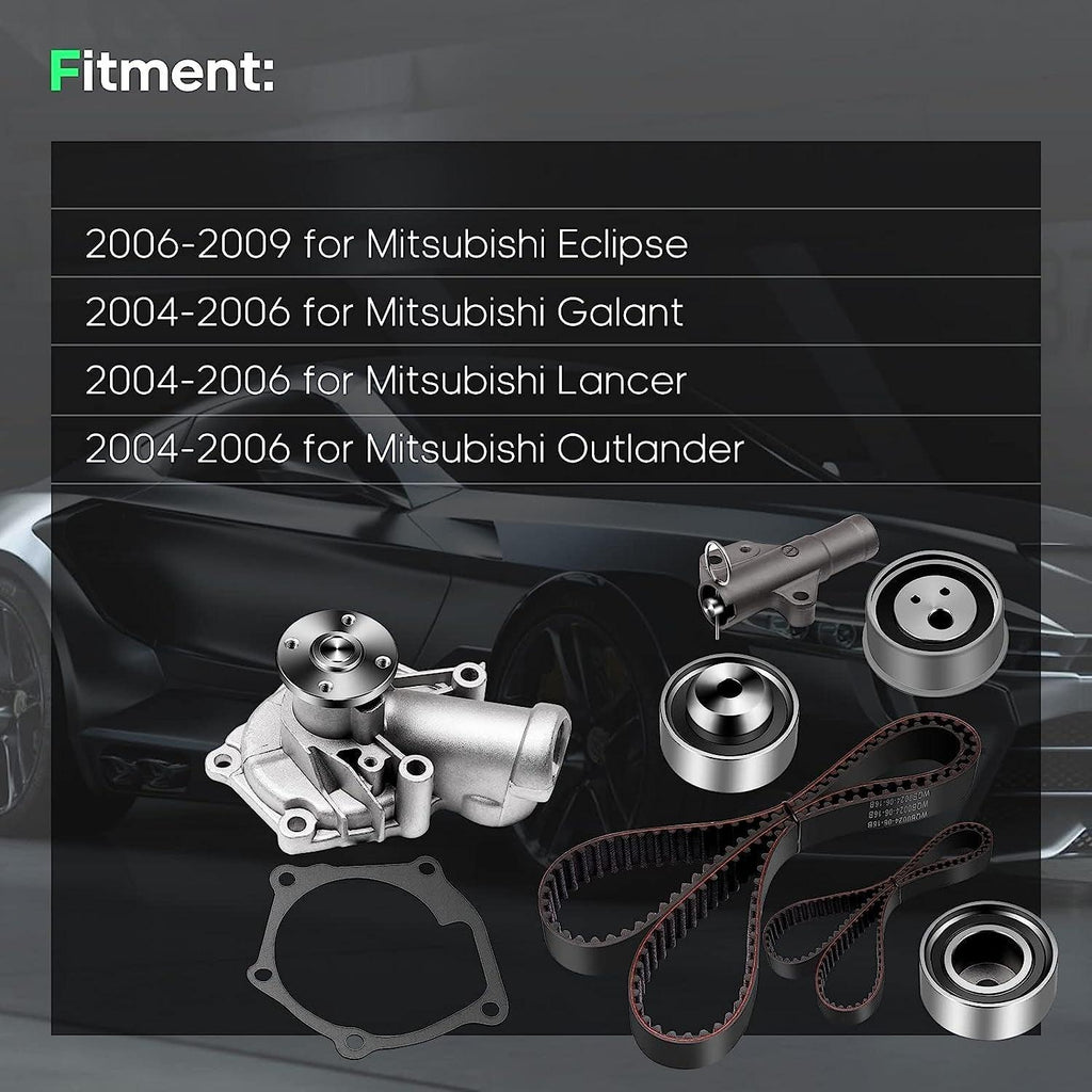 Timing Belt Kit Water Pump Fits Mitsubishi Lancer Eclipse Outlander 2.4L SOHC 4G69 Eng 2004-2006