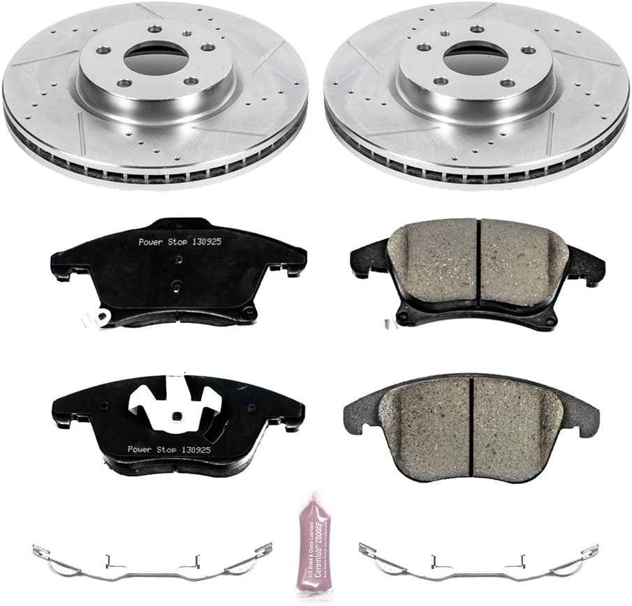 K6399 Front Z23 Carbon Fiber Brake Pads with Drilled & Slotted Brake Rotors Kit