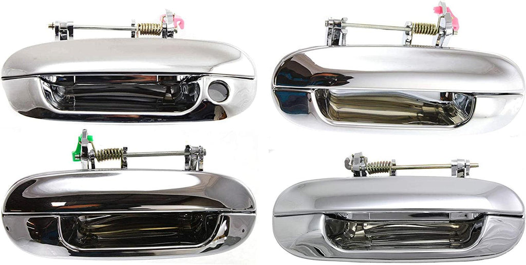 Front and Rear Exterior Door Handle Compatible with 2002-2009 GMC Envoy Set of 4 All Chrome Passenger and Driver Side