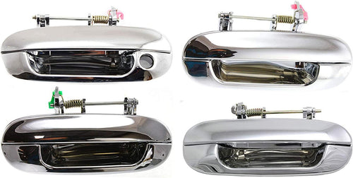 Front and Rear Exterior Door Handle Compatible with 2002-2009 GMC Envoy Set of 4 All Chrome Passenger and Driver Side