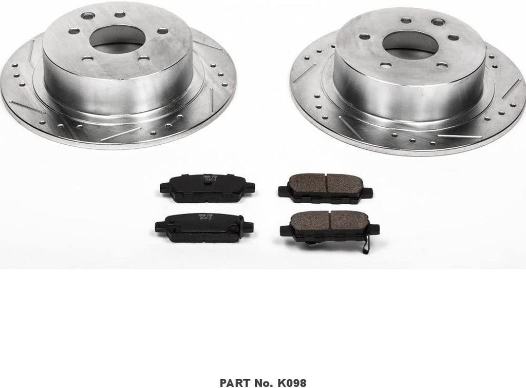 K098 Rear Z23 Carbon Fiber Brake Pads with Drilled & Slotted Brake Rotors Kit