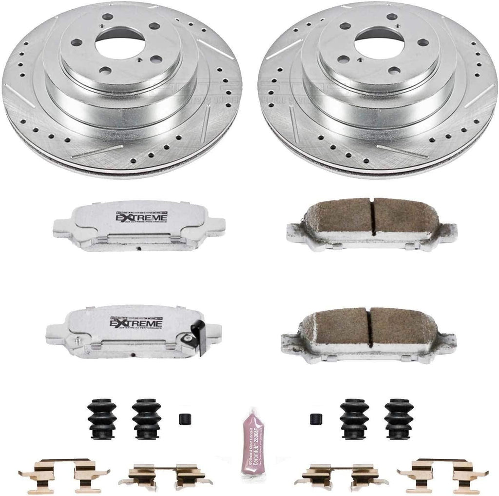 K219-26 Rear Z26 Carbon Fiber Brake Pads with Drilled & Slotted Brake Rotors Kit
