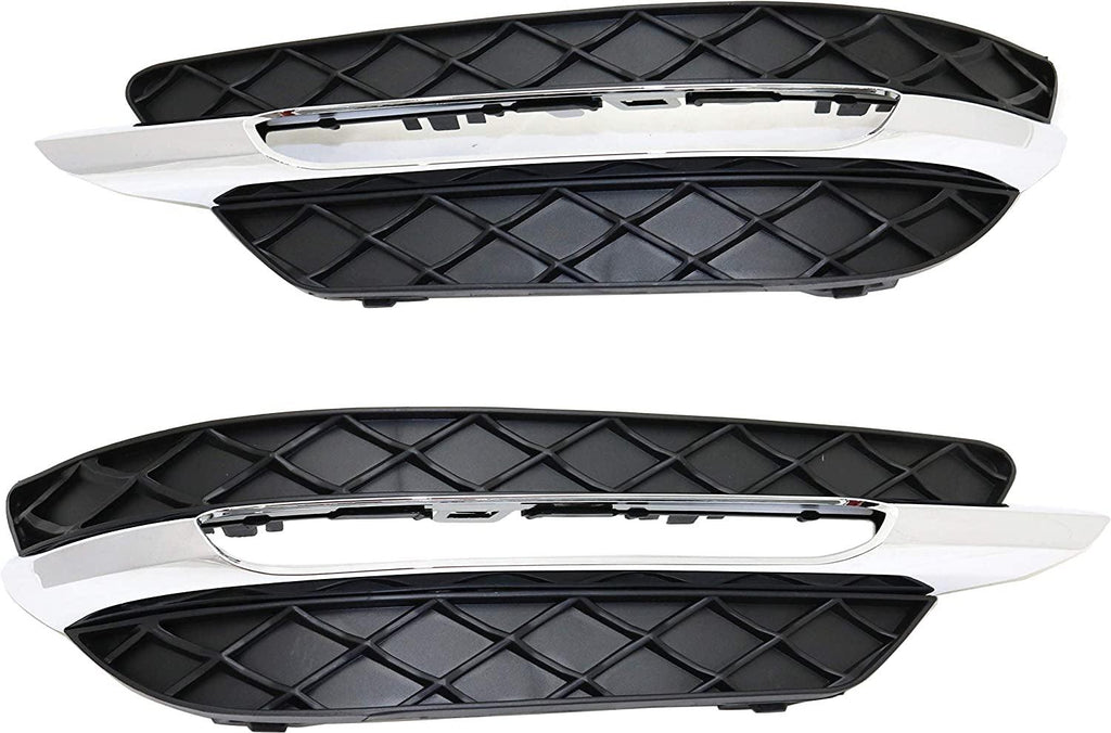 Front Fog Lamp Molding Compatible with 2012-2014 Mercedes Benz C300, Mercedes Benz C250 Set of 2 Passenger and Driver Side Primed Sedan