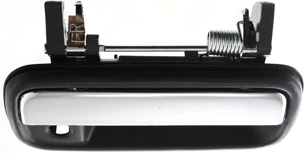 Aftermarket Front Exterior Door Handle Compatible with 1989-1995 Toyota Pickup and 1990-1995 Toyota 4Runner Chrome, Plastic, Textured Bezel, Set of 2, Driver and Passenger Side