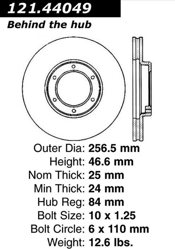 Centric Front Disc Brake Rotor for 1987-1988 Pickup (121.44049)