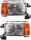 For Ford F-Pickup/Bronco Headlight Assembly Unit 1987 88 89 90 1991 Pair Driver and Passenger Side W/Chrome & Black Trim FO2502105 + FO2503105