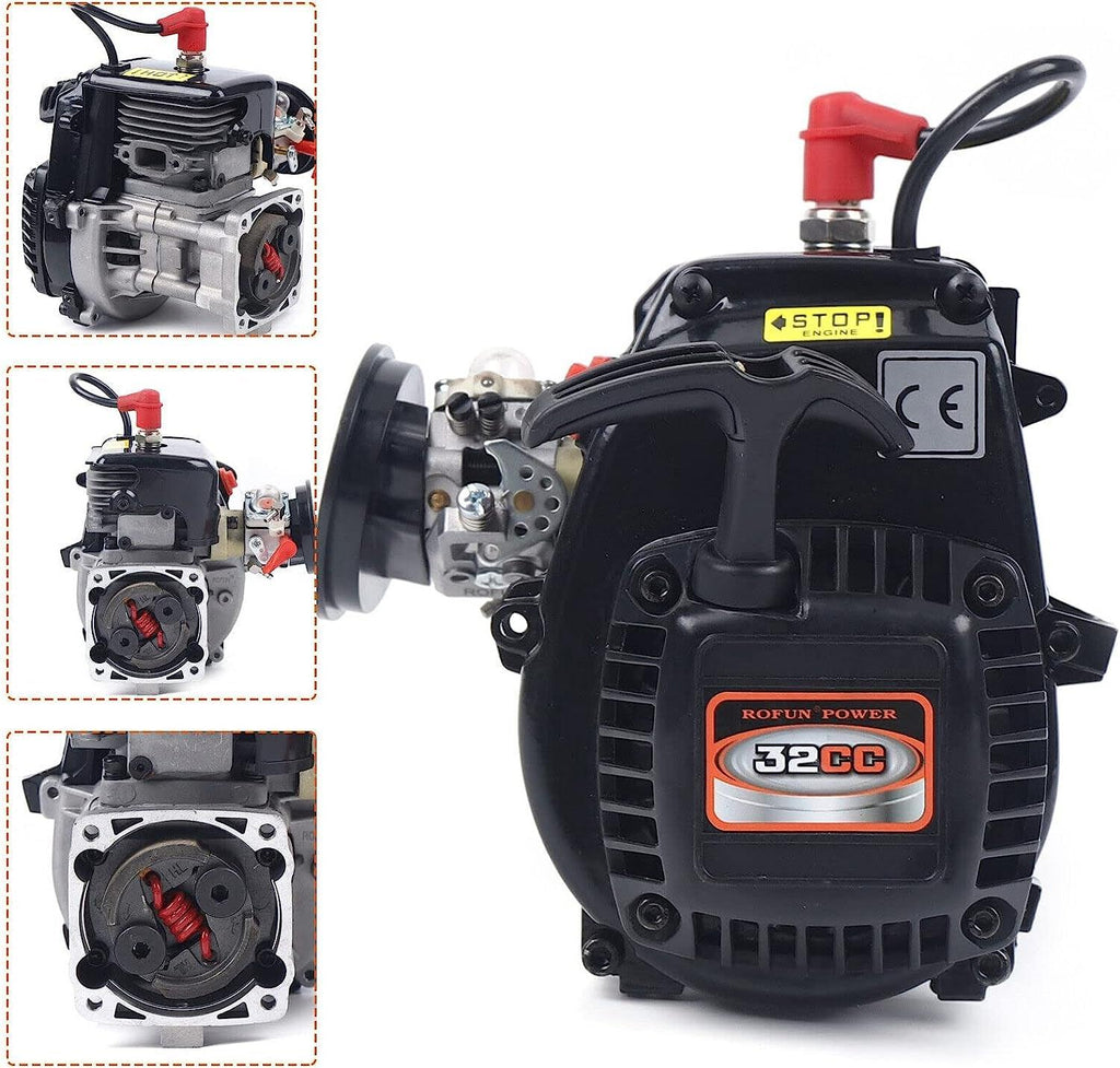32Cc Gas Engine 2-Stroke Gasoline Engine,Air-Cooled 4-Bolt Motor,Engine with Boost Fits HPI Baja 5B 5T King Motor Black