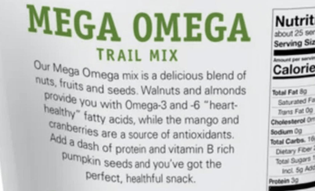 Power Up Mega Omega Gluten Free Vegan Trail Mix 3 Pack of 26 Oz. Resealable Bags