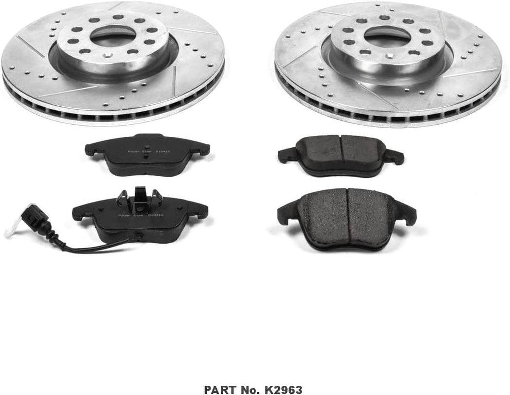 K2963 Front Z23 Carbon Fiber Brake Pads with Drilled & Slotted Brake Rotors Kit