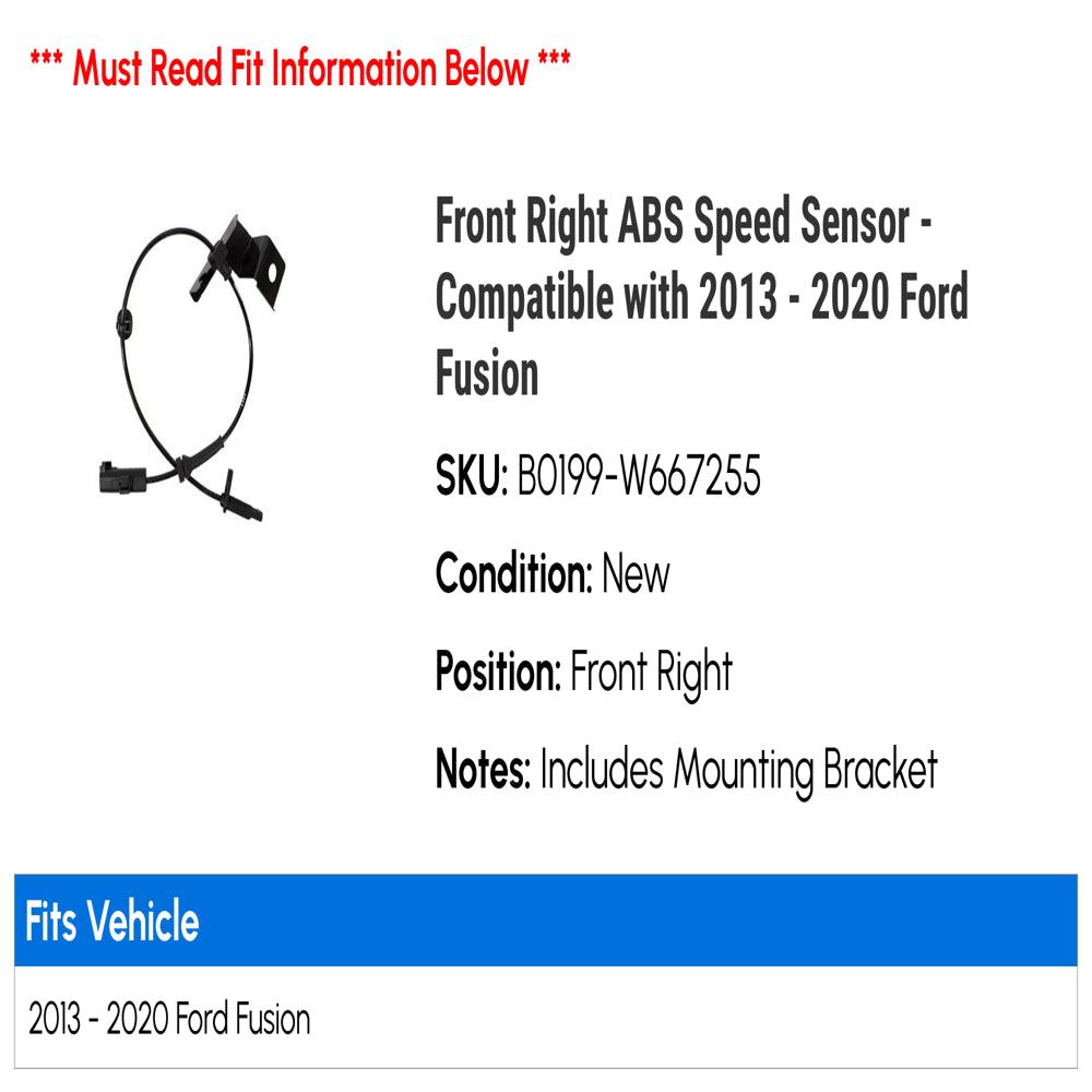 Front Right ABS Speed Sensor - Compatible with 2013 - 2020 Ford Fusion 2014 2015 2016 2017 2018 2019