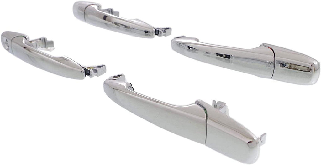 Exterior Front Door Handle Compatible with Ford Fusion 2006-2012 Set Set of 4 (RH and LH) All Chrome Plastic (And Rear)