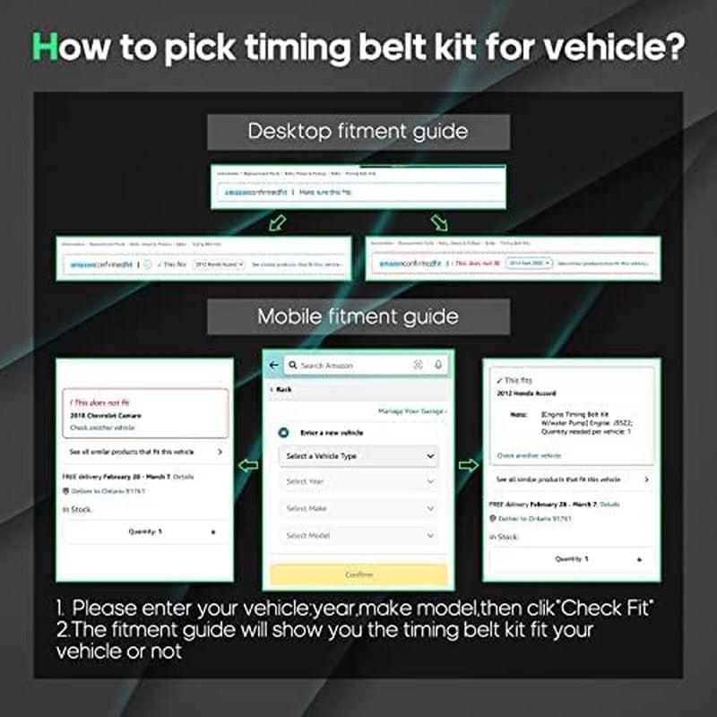 PP265LK2 WP265K4A CK265LK2 TB265LK2 AWK1248 Engine Timing Belt Kit Fits for 03-10 for Chrysler PT Cruiser 03-06 for Chrysler Sebring