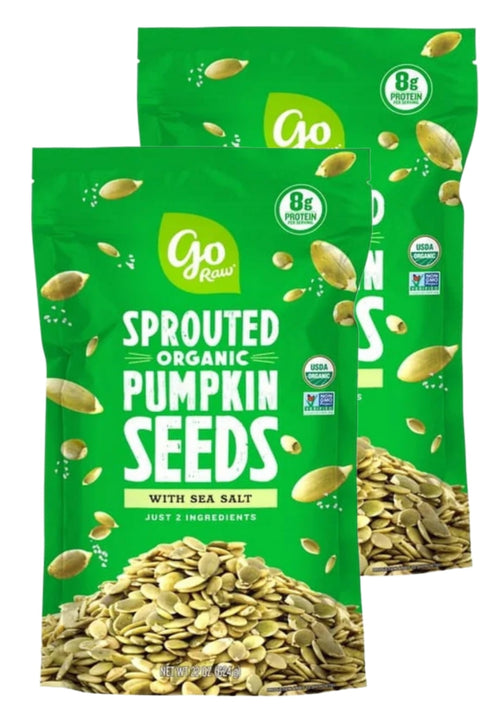 2 Pack | Go Raw Sprouted Organic Pumpkin Seeds with Sea Salt, 22 oz
