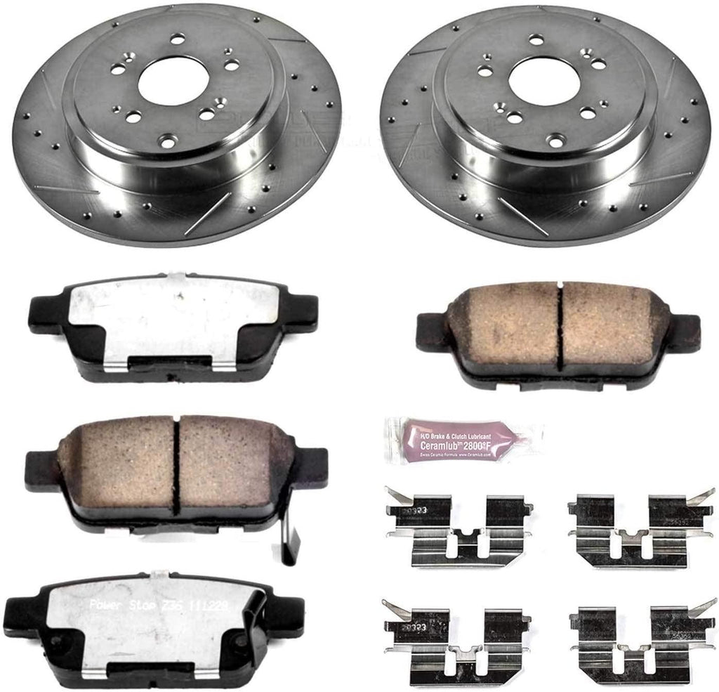 Power Stop K2431-36 Rear Z36 Truck & Tow Brake Kit, Carbon Fiber Ceramic Brake Pads and Drilled/Slotted Brake Rotors