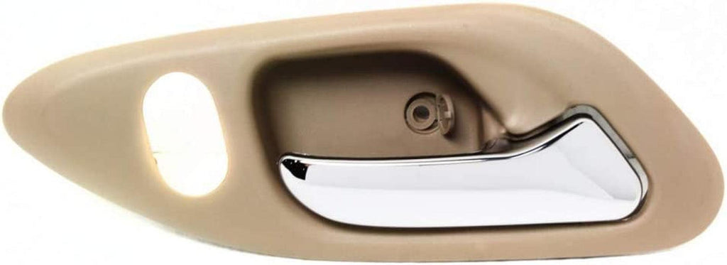 for Honda Accord Interior Door Handle Front, Passenger Side Beige Bezel with Chrome Lever (1998-2002) | with Door Lock Button | Trim: LX/EX/SE | HO1353122 | 72125S82A01ZC