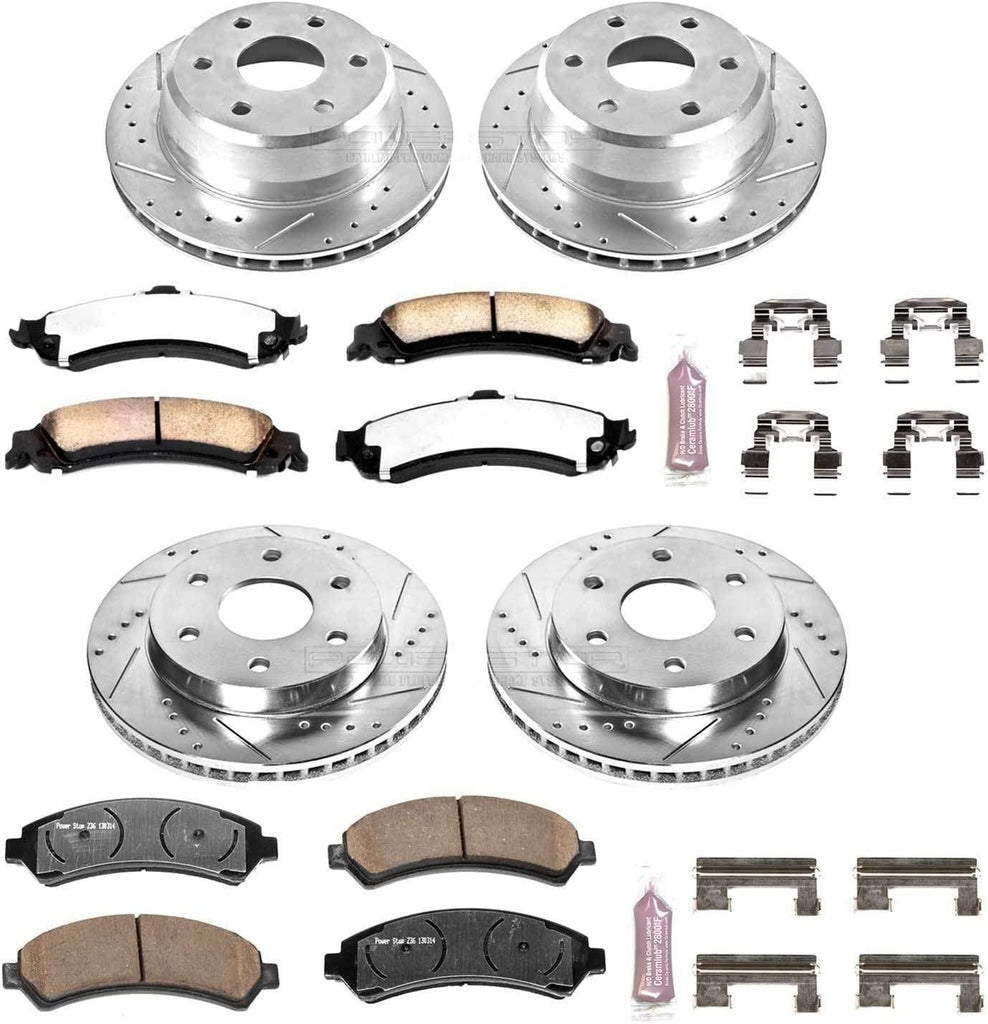 K2015-36 Front and Rear Z36 Truck & Tow Brake Kit, Carbon Fiber Ceramic Brake Pads and Drilled/Slotted Brake Rotors