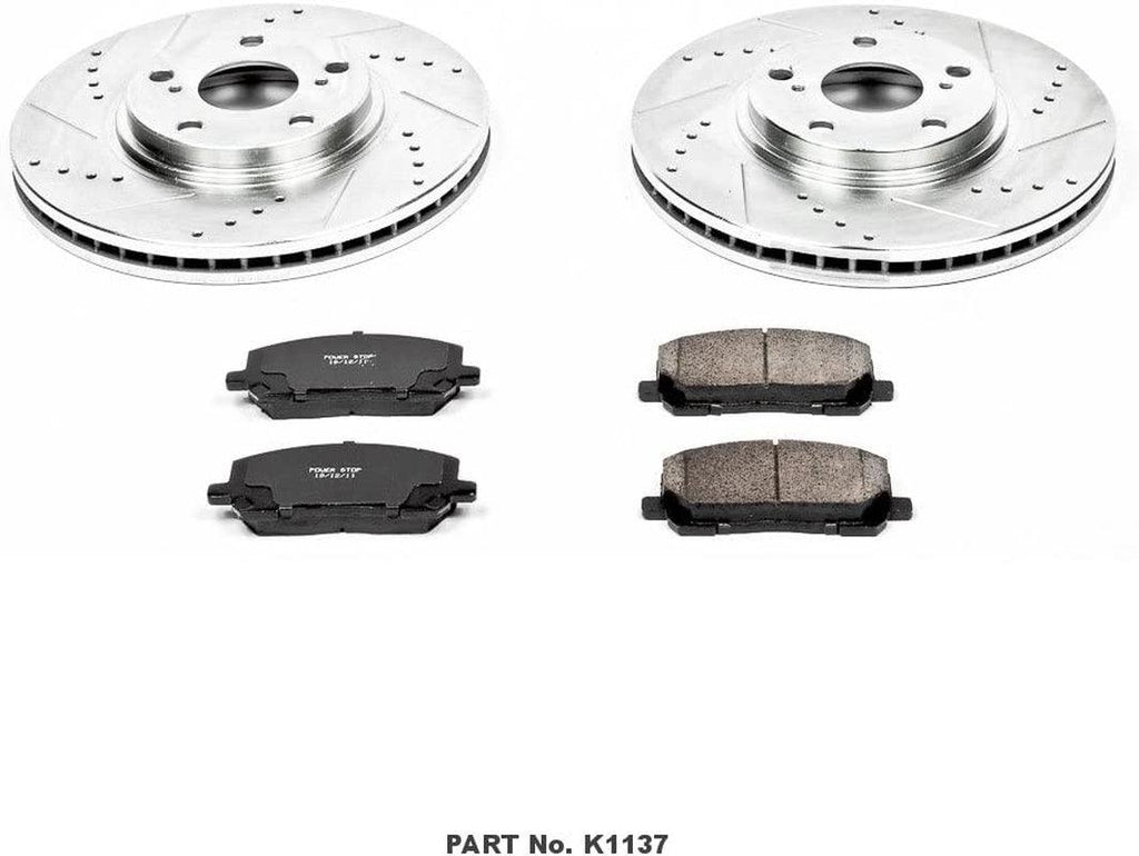 K1137 Front Z23 Carbon Fiber Brake Pads with Drilled & Slotted Brake Rotors Kit