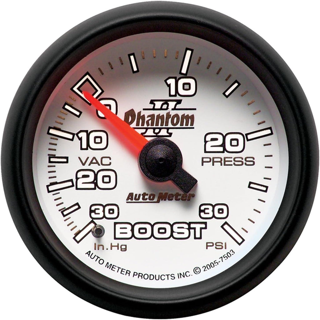 7503 Phantom II 2-1/16" 30 In. Hg/30 PSI Mechanical Vacuum/Boost Gauge